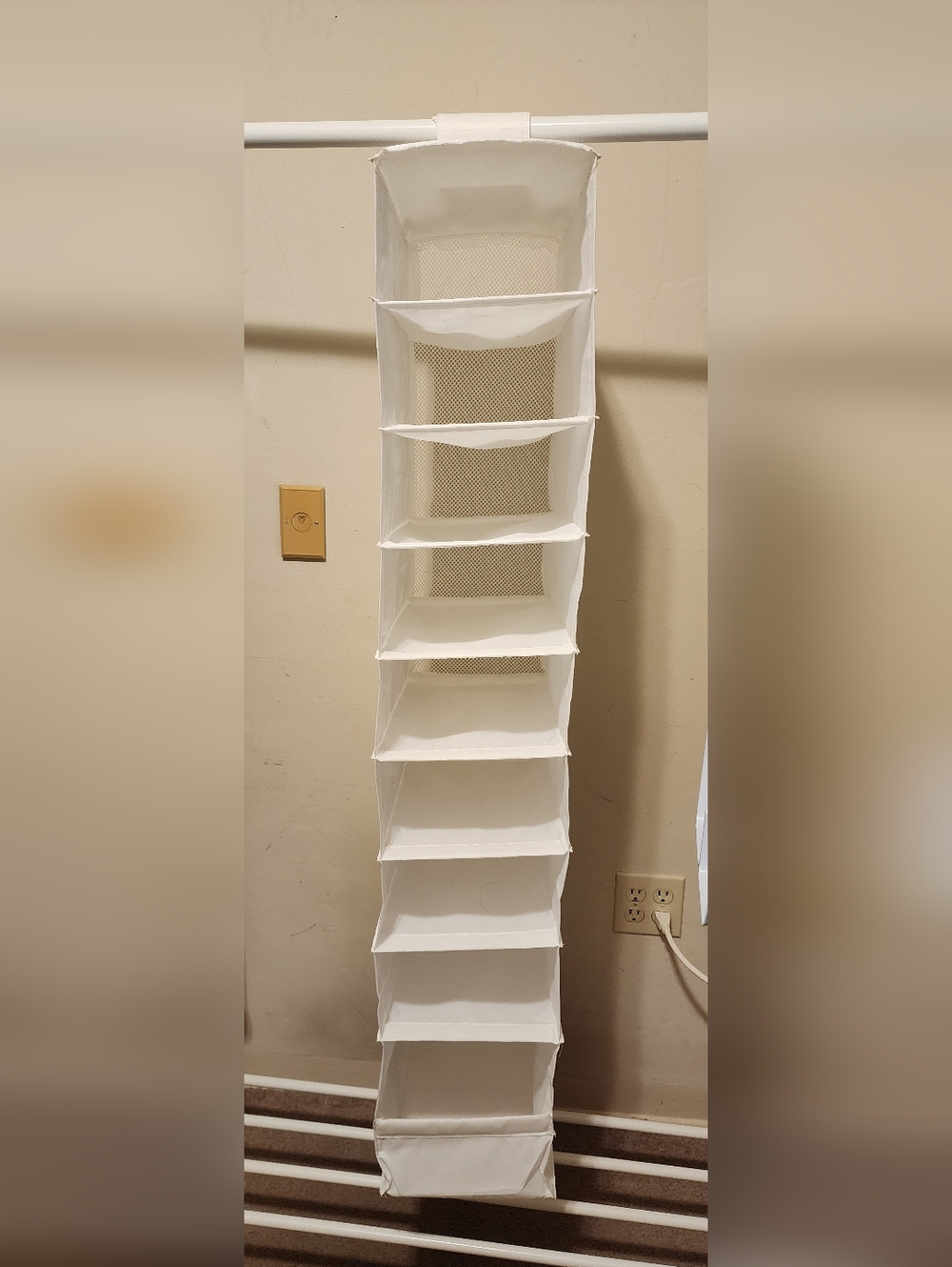 White Hanging Closet Organizer - 10 Shelf Vertical Storage